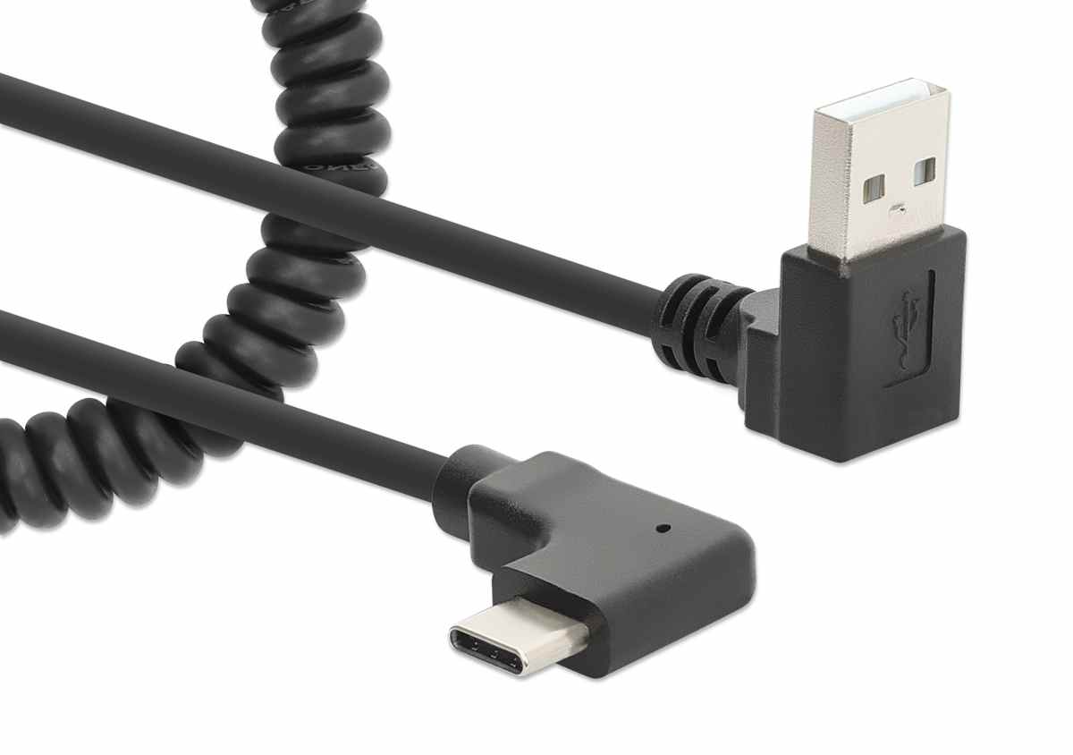 Spiralkabel USB-A auf USB-C Ladekabel